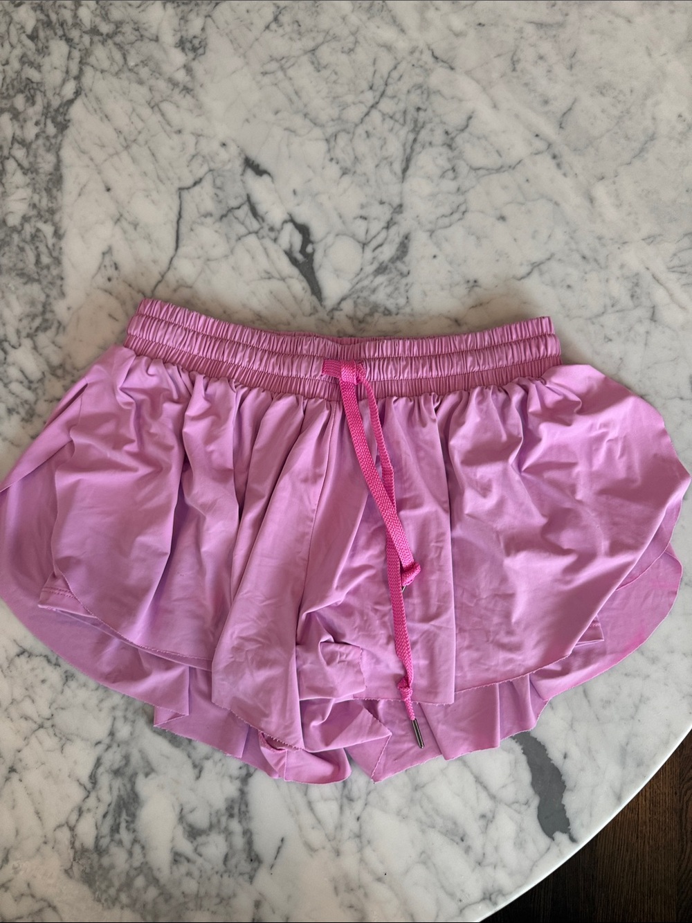 Light Pink Athletic Ruffle Shorts